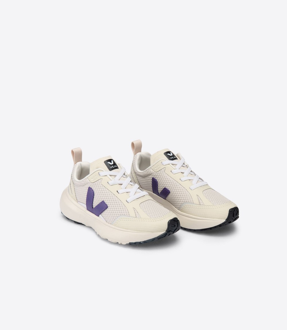 Veja Trainers Kids Beige/Purple - Canary Elastic Lace - SLTG-04971